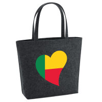 Filz Shopper Benin Flagge Herz 22 Liter