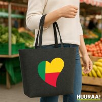 Filz Shopper Benin Flagge Herz 22 Liter