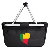 Einkaufskorb faltbar Benin Flagge Herz 20 Liter Black
