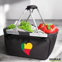 Einkaufskorb faltbar Benin Flagge Herz 20 Liter Black