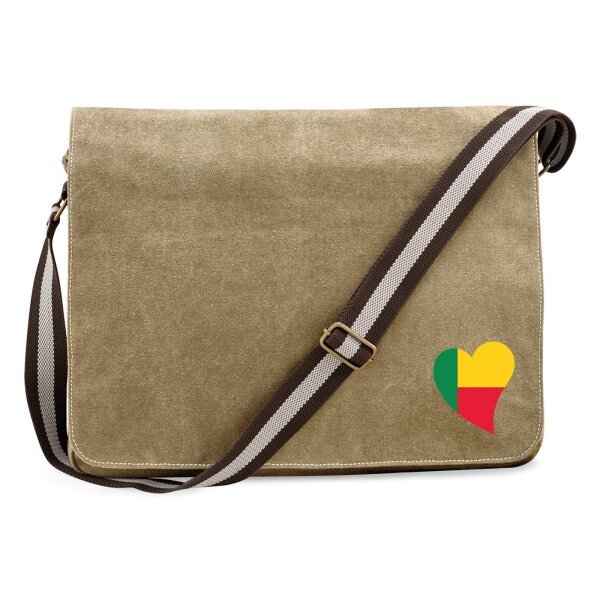 Umhängetasche Benin Flagge Herz 14 Liter