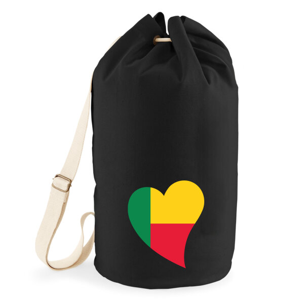 Seesack Benin Flagge Herz 20 Liter Black