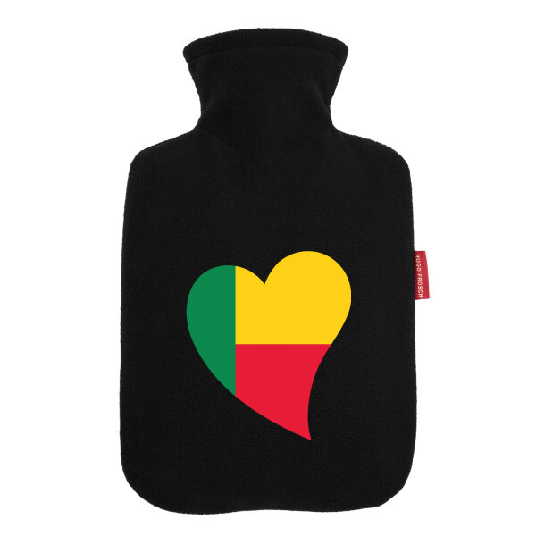 Wärmflasche Benin Flagge Herz