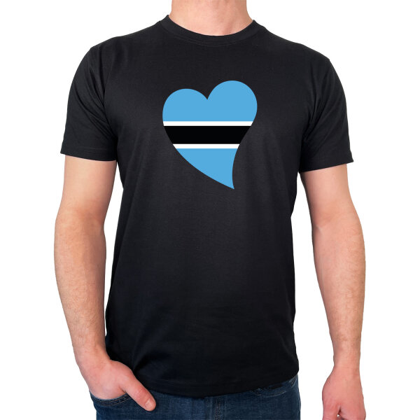 Herren T-Shirt Botswana Flagge Herz