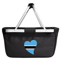 Einkaufskorb faltbar Botswana Flagge Herz 20 Liter Black