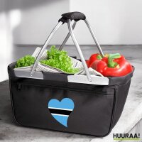 Einkaufskorb faltbar Botswana Flagge Herz 20 Liter Black