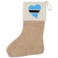Weihnachtsstrumpf Botswana Flagge Herz Beige Jute