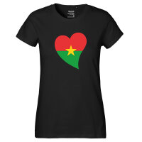 Damen T-Shirt Burkina Faso Flagge Herz