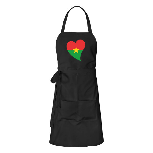 Schürze Burkina Faso Flagge Herz mit Taschen