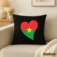 Kissen Burkina Faso Flagge Herz 40x40cm
