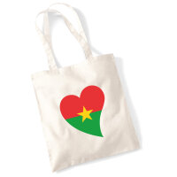 Jutebeutel Burkina Faso Flagge Herz 10 Liter