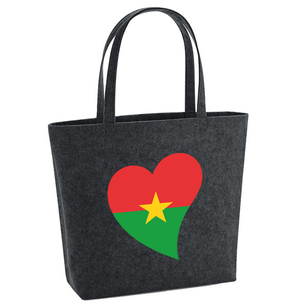 Filz Shopper Burkina Faso Flagge Herz 22 Liter