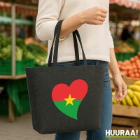 Filzshopper Burkina Faso Flagge Herz, 22 Liter