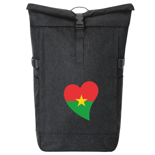 Kurierrucksack Burkina Faso Flagge Herz 30-44 Liter Black Melange