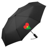 Regenschirm Burkina Faso Flagge Herz 98cm Schwarz