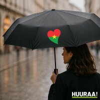 Regenschirm Burkina Faso Flagge Herz 98cm Schwarz