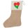 Weihnachtsstrumpf Burkina Faso Flagge Herz Beige Jute