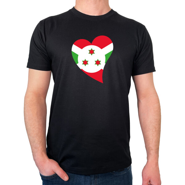 Herren T-Shirt Burundi Flagge Herz