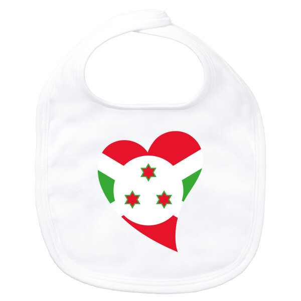 Baby Lätzchen Burundi Flagge Herz Klettverschluss