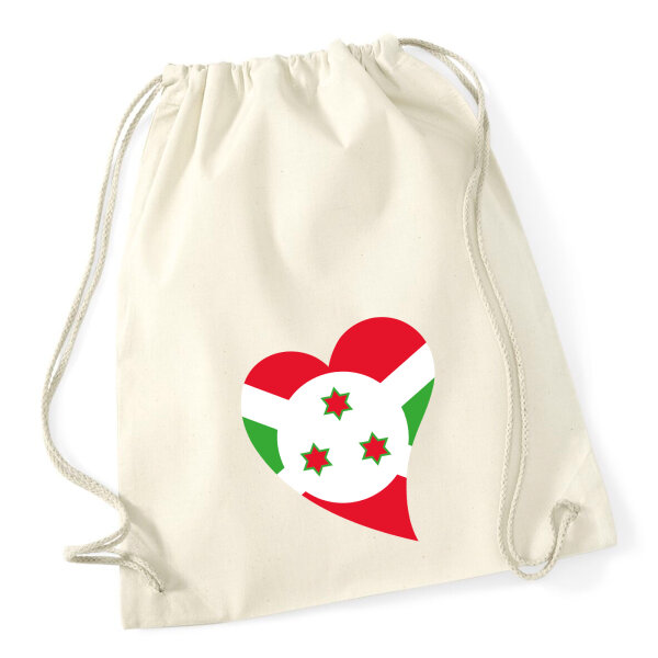 Turnbeutel Burundi Flagge Herz 12 Liter