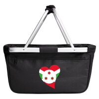 Einkaufskorb faltbar Burundi Flagge Herz 20 Liter Black