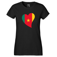 Damen T-Shirt Kamerun Flagge Herz