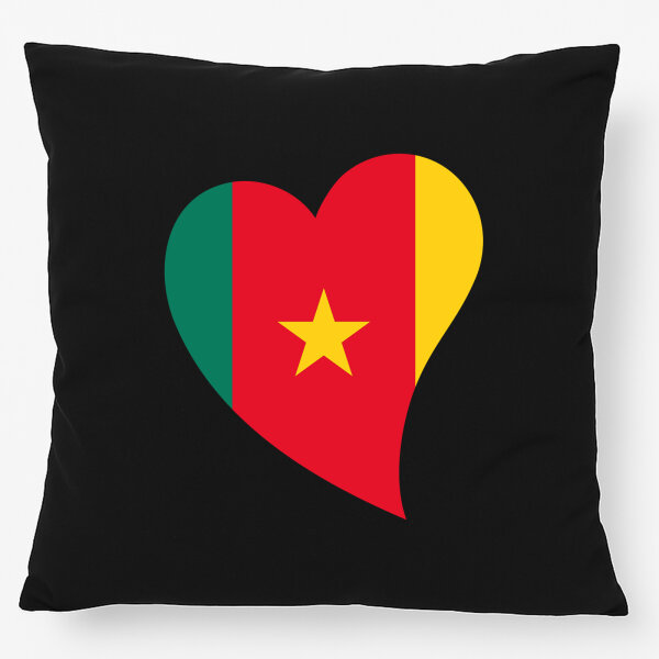 Kissen Kamerun Flagge Herz 40x40cm