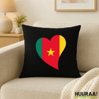 Kissen Kamerun Flagge Herz 40x40cm