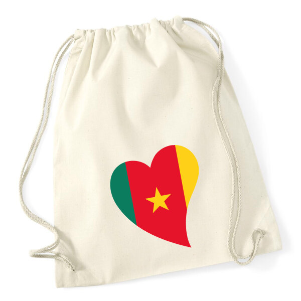 Turnbeutel Kamerun Flagge Herz 12 Liter