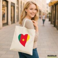 Jutebeutel Kamerun Flagge Herz 10 Liter