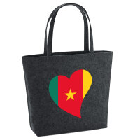 Filz Shopper Kamerun Flagge Herz 22 Liter