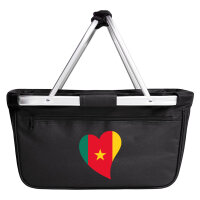 Einkaufskorb faltbar Kamerun Flagge Herz 20 Liter Black