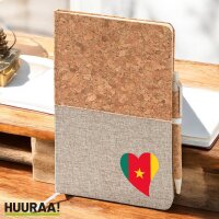 Notizbuch A5 Kamerun Flagge Herz 80 Blatt inkl. Kugelschreiber