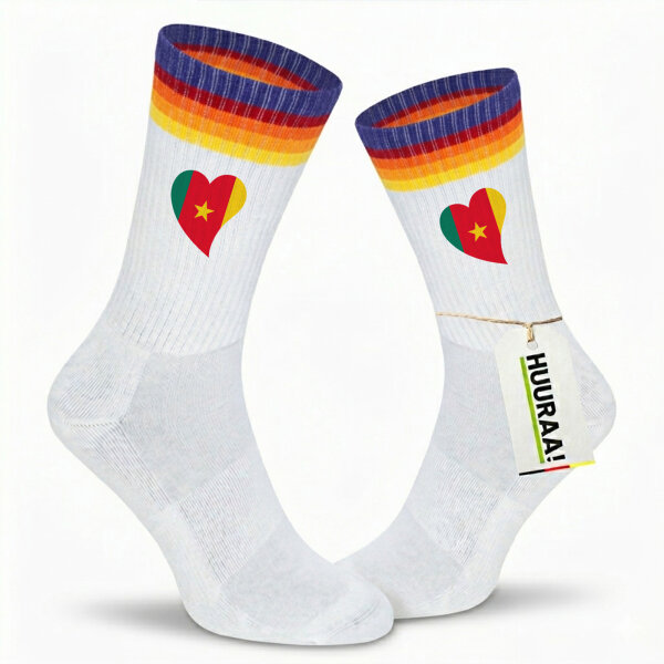 Unisex Socken Kamerun Flagge Herz Baumwolle