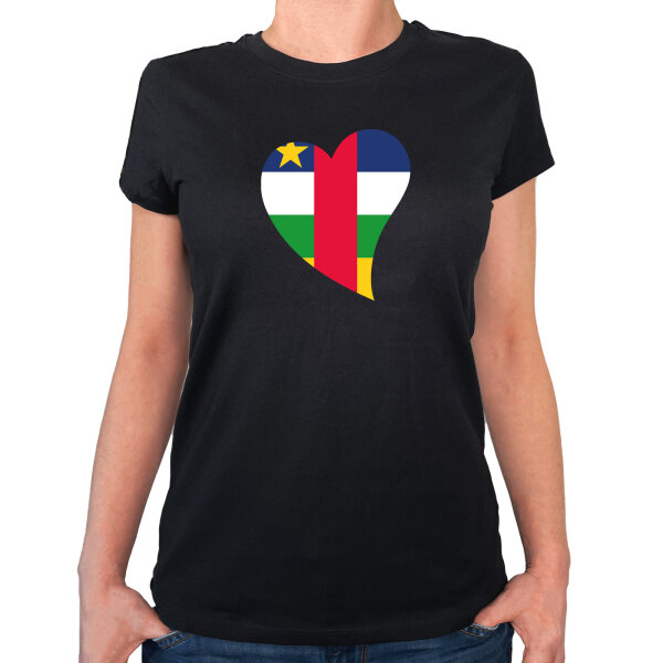 Damen T-Shirt Zentralafrikanische Republik Flagge Herz