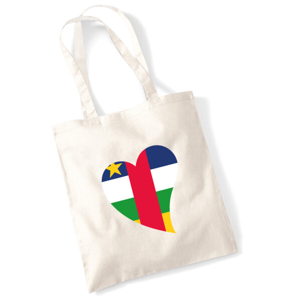 Jutebeutel Zentralafrikanische Republik Flagge Herz 10 Liter