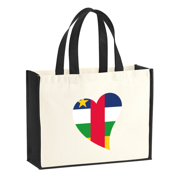 Jutetasche Zentralafrikanische Republik Flagge Herz 21 Liter Black
