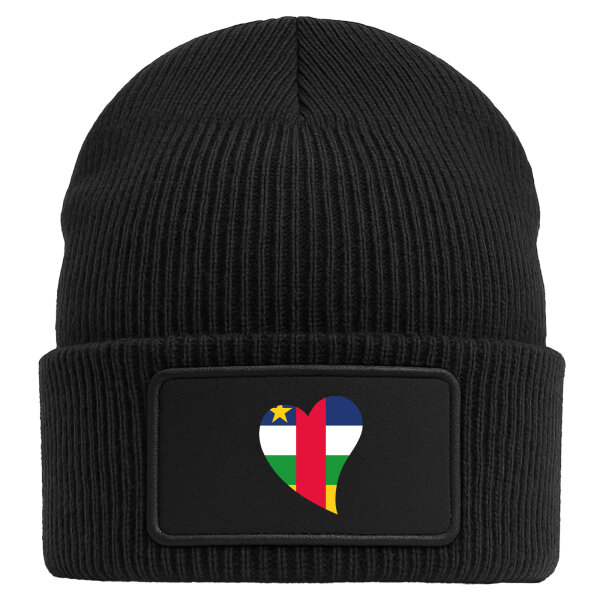 Beanie mit Patch Zentralafrikanische Republik Flagge Herz Black