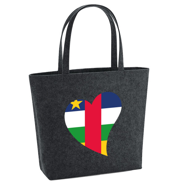 Filz Shopper Zentralafrikanische Republik Flagge Herz 22 Liter