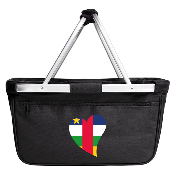Einkaufskorb faltbar Zentralafrikanische Republik Flagge Herz 20 Liter Black