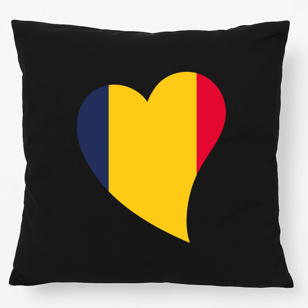 Kissen Tschad Flagge Herz 40x40cm