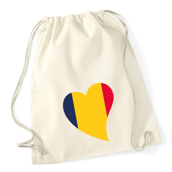 Turnbeutel Tschad Flagge Herz 12 Liter