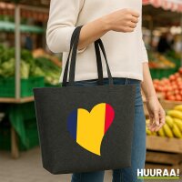 Filz Shopper Tschad Flagge Herz 22 Liter