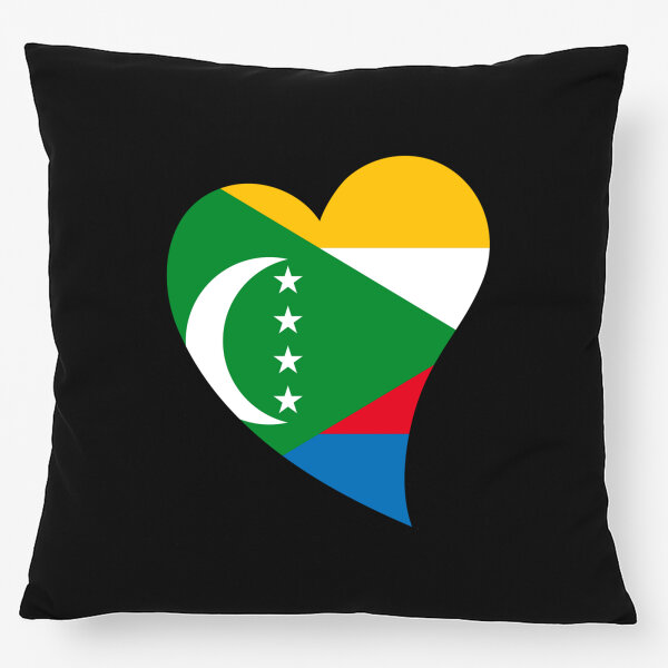 Kissen Komoren Flagge Herz 40x40cm