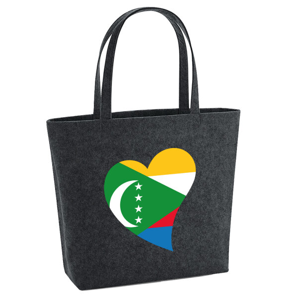 Filz Shopper Komoren Flagge Herz 22 Liter