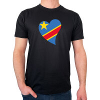 Herren T-Shirt Kongo Flagge Herz