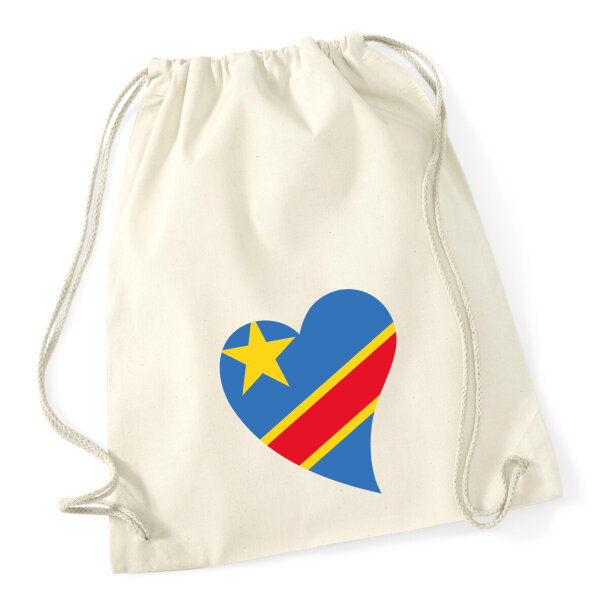 Turnbeutel Kongo Flagge Herz 12 Liter