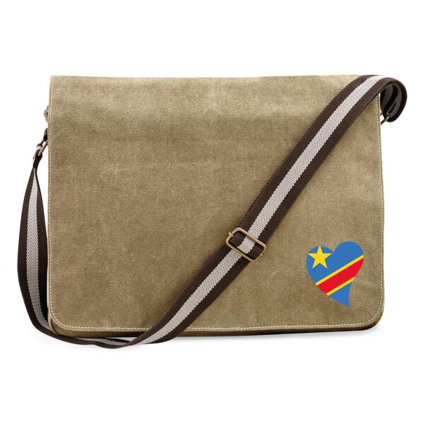 Umhängetasche Kongo Flagge Herz 14 Liter