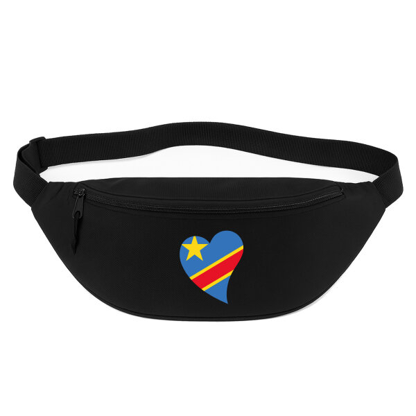 Bauchtasche Kongo Flagge Herz 2,5 Liter Black