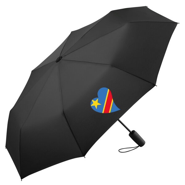 Regenschirm Kongo Flagge Herz 98cm Schwarz